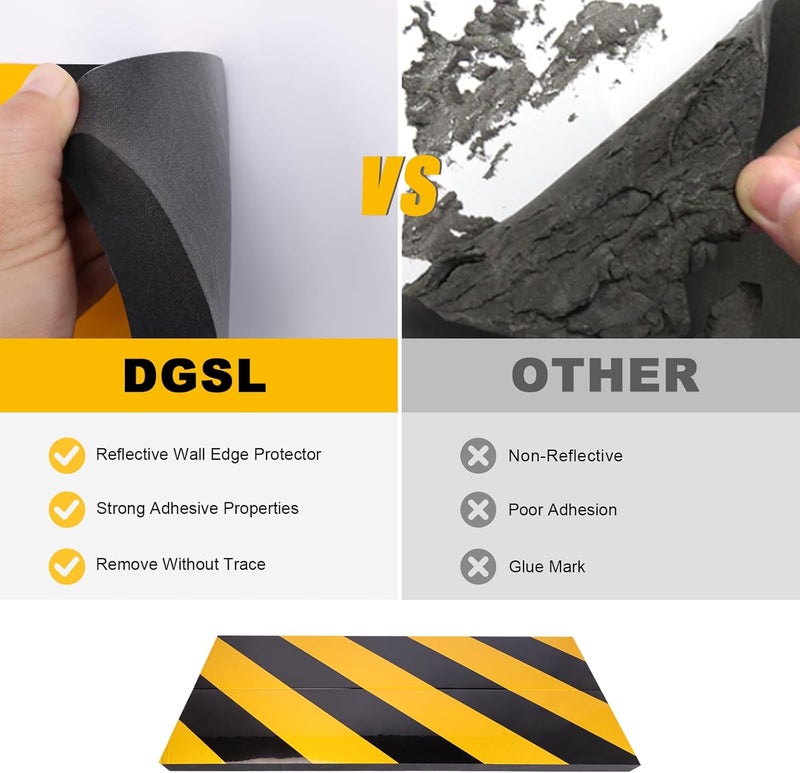 DGSL حامي جدار المرآب، 4 قطع حارس زاوية جدار رغوي لمرائب السيارات - حراس بامبر جدار عاكسة، بامبرز مرآب لزاوية جدار السيارة وحراس الزاوية (أصفر + أسود) - Image 4